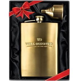 img 4 attached to 8oz Gold Flask Gift Set with Funnel and Pouch - Perfect Christmas Present for Men, Women, Husband, Dad, Father, Brother, Friend, Boss. Classy Black Packaging