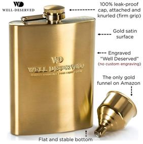 img 2 attached to 8oz Gold Flask Gift Set with Funnel and Pouch - Perfect Christmas Present for Men, Women, Husband, Dad, Father, Brother, Friend, Boss. Classy Black Packaging