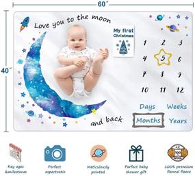 img 2 attached to 📸 Baby Monthly Milestone Blanket for Baby Boy and Girl, Baby Photo Blanket for Newborn Baby Shower, Monthly Blanket for Baby Pictures, Photography Props, Capture Baby Growth and Milestones, Large 60x40 Inch