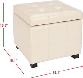 img 1 attached to 🪑 Safavieh Hudson Collection NoHo Cream Leather Tufted Square Storage Ottoman