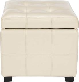 img 2 attached to 🪑 Safavieh Hudson Collection NoHo Cream Leather Tufted Square Storage Ottoman