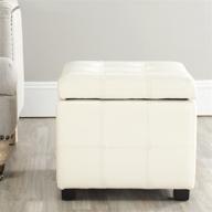 🪑 safavieh hudson collection noho cream leather tufted square storage ottoman logo