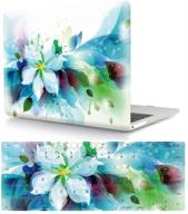 🌸 hrh blue watercolor flowers laptop body shell pc protective hard case cover and silicone keyboard cover set for macbook 12'' with retina display a1534 (2015 release) and a1931 (2018 release) - 2-in-1 solution logo