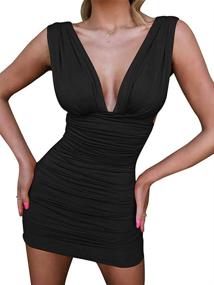 img 2 attached to 👗 GOBLES Women's Sexy Bodycon Sleeveless Ruched Party Mini Cocktail Dress: Flaunt Your Style!