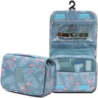 🧳 abblex unisex hanging travel toiletry bag - makeup, shower, shaving kit organizer – waterproof cosmetic bag in sky blue with flamingo design logo