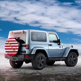 img 2 attached to Крышка запасной шины с американским флагом Водонепроницаемая пыленепроницаемая УФ-крышка колеса Sun Wheel, подходящая для Jeep