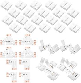 img 4 attached to Effortless LED Strip Extension: 28-Piece 3 PIN Solderless Connector Set for WS2811 WS2812B SK6812 LED Strip – Perfect L Shape and T Shape LED Lights Adapter for Easy Connectivity