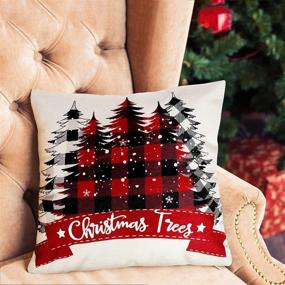 img 1 attached to 🎄 Cozy up your home for the holidays with our Christmas Pillow Covers 18 x 18 Set of 4 in Buffalo Check Plaid Black and Red - Perfect for Farmhouse Sofa Decorations