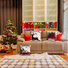 img 3 attached to 🎄 Cozy up your home for the holidays with our Christmas Pillow Covers 18 x 18 Set of 4 in Buffalo Check Plaid Black and Red - Perfect for Farmhouse Sofa Decorations