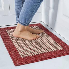 img 4 attached to 👟 Противоскользящий и устойчивый к загрязнениям красный коврик для кухни - 28x18 дюймов, квадратная ковровая подушка из полипропилена, стираемая