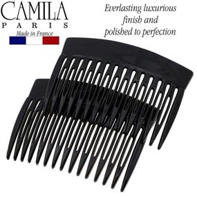 img 1 attached to 💇 Camila Paris MP877/2 French Hair Side Comb: Small Black, Flexible & Durable Cellulose Combs for Women, Strong Hold Clips, No Slip Styling Accessories - Made in France