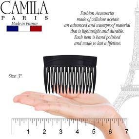 img 2 attached to 💇 Camila Paris MP877/2 French Hair Side Comb: Small Black, Flexible & Durable Cellulose Combs for Women, Strong Hold Clips, No Slip Styling Accessories - Made in France