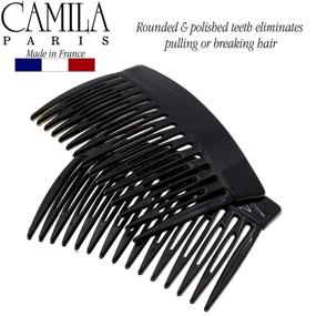 img 3 attached to 💇 Camila Paris MP877/2 French Hair Side Comb: Small Black, Flexible & Durable Cellulose Combs for Women, Strong Hold Clips, No Slip Styling Accessories - Made in France