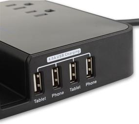 img 2 attached to Cable Matters 2-Outlet Surge Protector with 4.8A 4-Port USB Charger, Tablet Holder Included