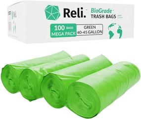 img 3 attached to 🌱 Reli. Biodegradable Trash Bags 40-45 Gallon (100 Count) - Eco Friendly, Green, and Compatible with 30-39 Gallon Trash Containers (See Product Description for Biodegradability)