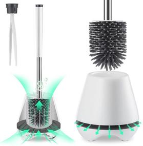 img 4 attached to 🚽 ERDONG Toilet Brush and Holder: Space-Saving White Bathroom Cleaning Set with Soft Silicone Bristles for Efficient Storage and Organization