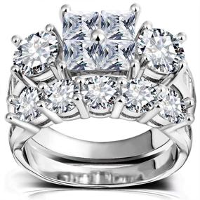 img 2 attached to 💍 Women's Princess Wedding Rings - Sparkling Cubic Zirconia Big Engagement Bridal Sets Size 5-11