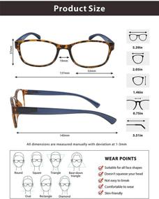 img 3 attached to 👓 Eye-Protection with Style: 5-Pack Vintage Blue Light Blocking Computer Reading Glasses for Women and Men (1.75x, 5 Color Assorted)