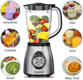 img 2 attached to 🍹 Professional Smoothie Blender by Bonsenkitchen - 50oz Jar, 5 Speeds Control, Ideal Countertop Blender for Smoothies and Frozen Drinks, Silver