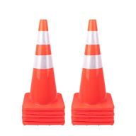 🚧 10 pack of 28" pvc traffic cones: high visibility safety road parking cones for construction, traffic control, and hazard areas - fluorescent orange with reflective strips and weighted base (10 cones) logo