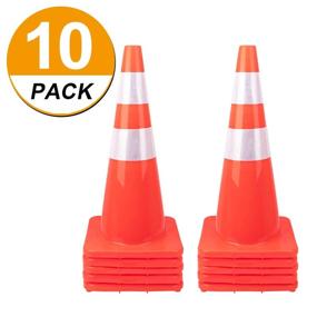 img 3 attached to 🚧 10 Pack of 28" PVC Traffic Cones: High Visibility Safety Road Parking Cones for Construction, Traffic Control, and Hazard Areas - Fluorescent Orange with Reflective Strips and Weighted Base (10 cones)