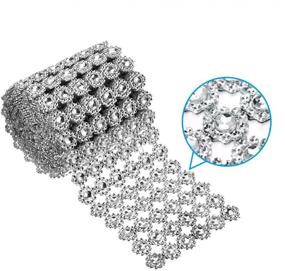 img 3 attached to 💎 Silver Flower Diamond Mesh Wrap Roll with Faux Crystal Rhinestone Ribbon - 6 Rows, Ideal for Party Decorations - 4 Inch x 3 Yards