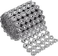 💎 silver flower diamond mesh wrap roll with faux crystal rhinestone ribbon - 6 rows, ideal for party decorations - 4 inch x 3 yards logo