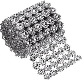 img 4 attached to 💎 Silver Flower Diamond Mesh Wrap Roll with Faux Crystal Rhinestone Ribbon - 6 Rows, Ideal for Party Decorations - 4 Inch x 3 Yards