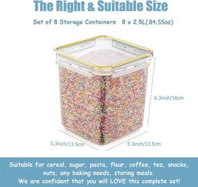 img 3 attached to 🥣 Blingco Cereal Container Food Storage Containers, Set of 8 - Airtight BPA-Free Plastic Containers for Flour, Cereal, and Pantry Storage