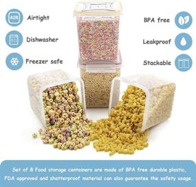 img 2 attached to 🥣 Blingco Cereal Container Food Storage Containers, Set of 8 - Airtight BPA-Free Plastic Containers for Flour, Cereal, and Pantry Storage