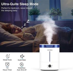 img 2 attached to 🏠 VAVSEA Top Fill Bedroom Humidifier, Cool Mist Ultrasonic with Essential Oils & Auto Shut Off, 4L Tank for 24 Hours, 3 Mist Modes, LED Touch Display, Home Humidifier (White)