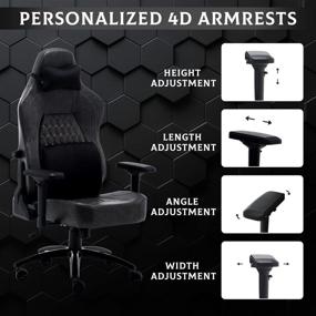 img 1 attached to 🪑 Dvenger Ergonomic Leather Reclining High Back Swivel Chair with Lumbar Support and Headrest - Comfortable Video Game Chair for Adults, Teens - Black