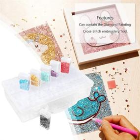 img 2 attached to Clear Plastic Diamond Painting Accessory Storage Box - RZJZGZ 64 Grid Diamond Embroidery Box for DIY Crafts and Jewelry Drills