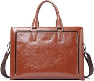 👜 genuine leather women's business briefcase tote, vintage handbag, laptop shoulder bag (15.6"), black - bostanten logo