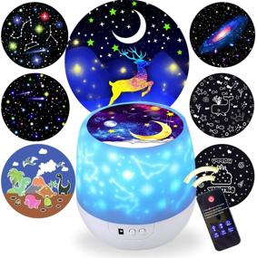 img 4 attached to 🌟 Remote Control Kids Night Light Projector with LED Timer and USB Cable - 360 Degree Rotation Star Light Lamp for Bedroom - Best Gift for Kids - Includes 7 Set of Films