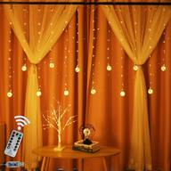 edison style bulb hanging twinkle led curtain lights - 8 modes, usb remote & timer - ideal for christmas, wedding, proposal, party - indoor & outdoor wall decor (warm white) логотип