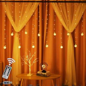 img 4 attached to Edison Style Bulb Hanging Twinkle LED Curtain Lights - 8 Modes, USB Remote & Timer - Ideal for Christmas, Wedding, Proposal, Party - Indoor & Outdoor Wall Decor (Warm White)