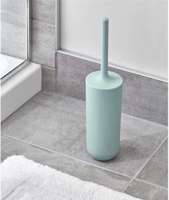 img 4 attached to iDesign Cade Bowl Brush and Holder Set - Bathroom Toilet Cleaning Kit, Matte Soft Aqua, 2 Piece