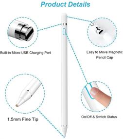 img 3 attached to 🖊️ DOGAIN Active Stylus Pen for Touch Screens: Digital Stylish Pen with 1.5mm Fine Point – Rechargeable Pencil for Android/iOS/iPad/Pro/Air/Mini/Cellphone and Other Tablets (White)