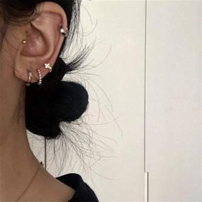 img 1 attached to 💎 Sterling Silver Minimalist Cartilage Earrings for Girls - Irregular Jewelry Design