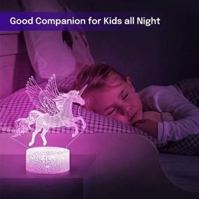 img 2 attached to 🦄 Unicorn 3D Illusion Lamp: Remote Control Night Light with 16 Changeable Colors - Perfect Birthday Gift for Girls, Kids, and Home Decor