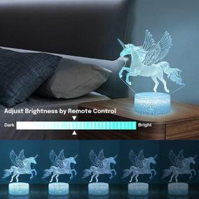 img 3 attached to 🦄 Unicorn 3D Illusion Lamp: Remote Control Night Light with 16 Changeable Colors - Perfect Birthday Gift for Girls, Kids, and Home Decor