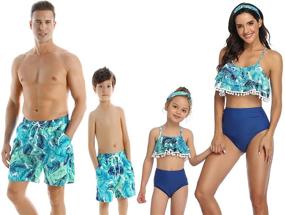 img 3 attached to Family Matching Swimsuits Pockets Bathing Boys' Clothing for Swim