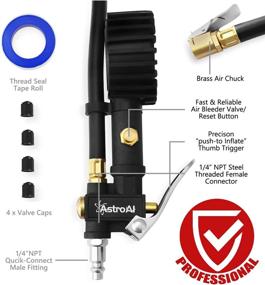 img 3 attached to 🚲 AstroAI Насос для накачивания шин до 100 PSI с датчиком давления - высокопрочный, с большой двухдюймовой светонакопительной шкалой, наконечником для воздуха, быстрым соединительным муфтой, резиновым шлангом, комплектом аксессуаров для компрессора