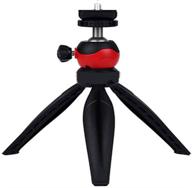 📷 coolux mini tripod projector & camera mount with 360° rotatable heads for dslr cameras, projectors, dvrs, mini webcams - metal ballhead design (black/red) logo