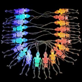 img 4 attached to Brightdeco Thanksgiving Decoration Fall Garland - 10 Ft, 20 LEDs - Hanging Skeleton Skull String Lights Décor - Indoor Outdoor Halloween Autumn Harvest Festival Christmas Party