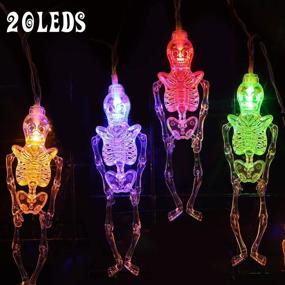 img 3 attached to Brightdeco Thanksgiving Decoration Fall Garland - 10 Ft, 20 LEDs - Hanging Skeleton Skull String Lights Décor - Indoor Outdoor Halloween Autumn Harvest Festival Christmas Party