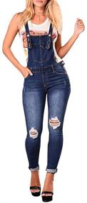 img 4 attached to 👖 LONGBIDA Women's Skinny Ripped Jeans Denim Jumpsuit Overalls: Trendy and Versatile Fashion Staple