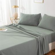 🌿 sage green queen pillowcase sheet set - pinkmemory 100% cotton, light green bed sheets - includes 1 flat sheet, 1 fitted sheet, and 2 pillowcases with deep pockets logo