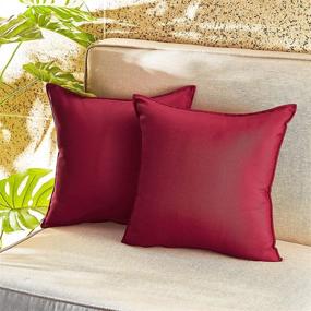 img 3 attached to RYB HOME Set of 2 Outdoor Waterproof Pillow Covers – Square Decorative Throw Pillowcase for Patio Seating, Garden Cushion, and Room Decor – 18 x 18 inch, Vibrant Red